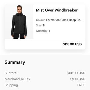 Lululemon mist over windbreaker in camo